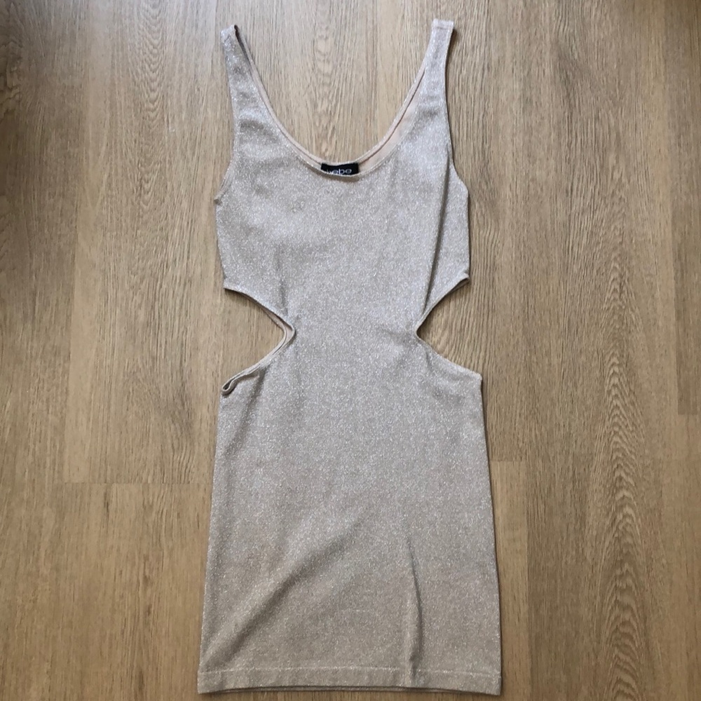 bebe Champagne Cutout Dress - Picture 2 of 8